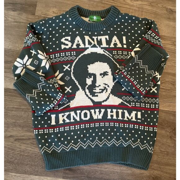 Buddy the ELFSize M Santa I know Him Christmas Ugly Sweater Holiday Party - Picture 1 of 5